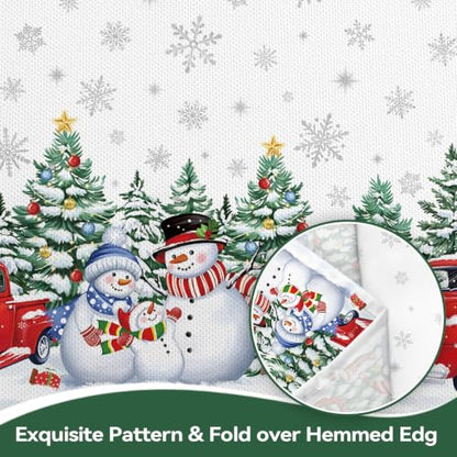 Christmas Tree Truck Wreath Tablecloth 60x84 Inch Rectangular White - Hometrxx