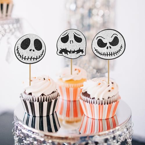Halloween Cupcake Toppers Ghost 24 Pack Food Decorations for Cakes and Cupcakes