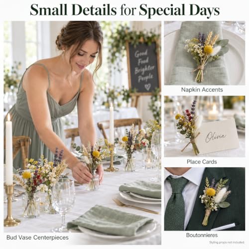 Dried Flower Bouquet with Lavender, Roses & Eucalyptus - 125 Stems for DIY Crafts & Decor
