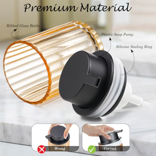 Black Amber Glass Foaming Soap Dispenser 8oz - 2 Pack
