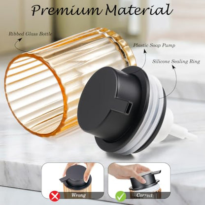 Black Amber Glass Foaming Soap Dispenser 8oz - 2 Pack