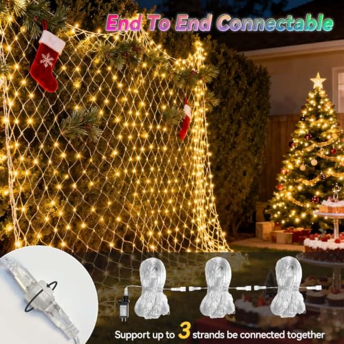 RGB Connectable 10x10FT Outdoor Christmas Net Lights 240 LED with Remote