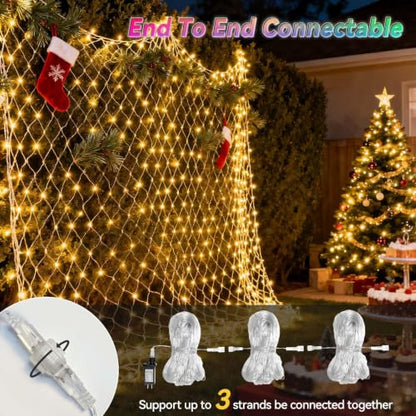 RGB Connectable 10x10FT Outdoor Christmas Net Lights 240 LED with Remote