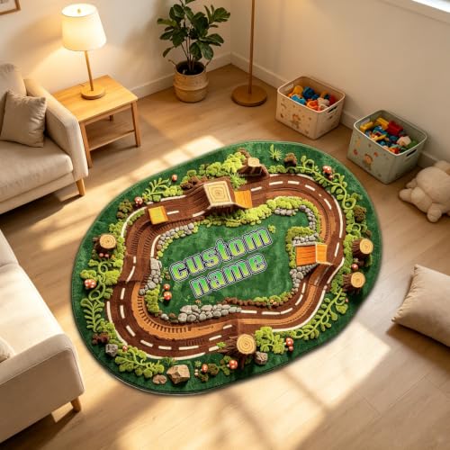Personalized Off-Road Vehicle Track Rug - Kids Playroom Carpet 8