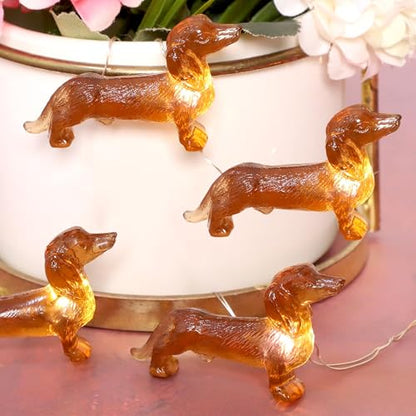 Pet Dachshund Dog Christmas String Lights - 10ft LED Decor, Waterproof