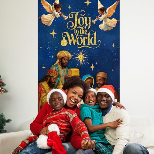 African American Nativity Scene Christmas Door Cover Decorations - Grand Size
