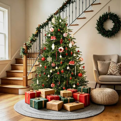 82pcs Christmas Ornaments Set Red & White Shatterproof Plastic Holiday Decor