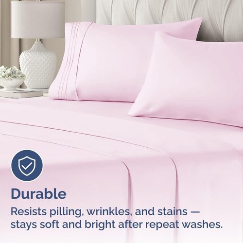 King Pillow Cases by [Brand Name] - Ultra Soft Hotel Quality Covers | Comfy, Cozy & Wrinkle-Free | 4-Piece Set in Light Pink
