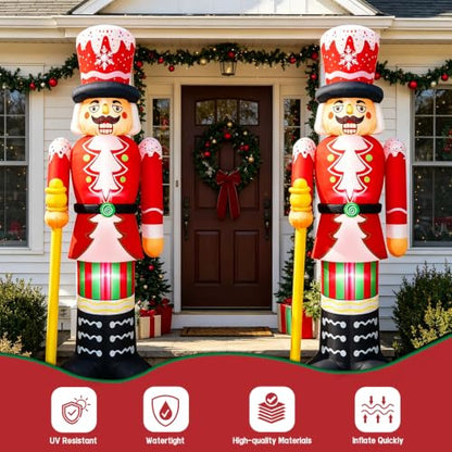 8FT Inflatable Christmas Nutcracker Decoration with LED Lights for Lawn Yard Holiday Festive