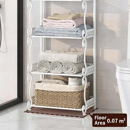 European Style Folding Storage Shelf - White, 3/4/5 Tier Rustproof Iron Organizer Rack