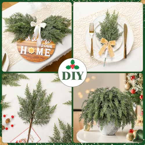 24PCS 18 Inch Artificial Cedar Pine Branches for Holiday Decor - Real Touch