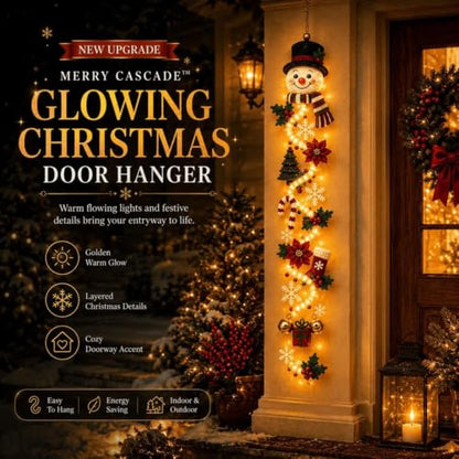 Lighted Snowman Christmas Door Hanger – 3D Holiday Decor with Warm LED Light, 1PC