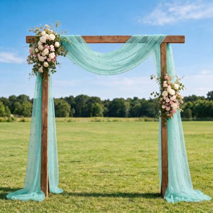10-Pack Turquoise Pearl Gauze Table Runners 28x120 Inches Home Decor