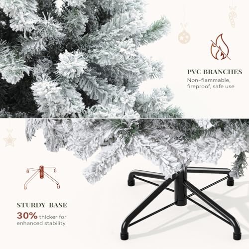 6ft Snow Flocked Artificial Christmas Tree with 880 Branch Tips - White Variation