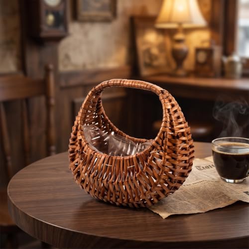 Wedding Flower Basket with Handle - Handwoven Willow Rustic Decor