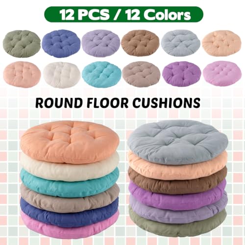 12-Pack Round Floor Cushions for Kids and Toddlers - Flexible Seating for Classroom, Home, and Outdoor