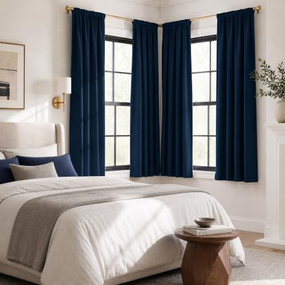 Navy Blue Blackout Curtains 4 Panels - 40x63 Inches Room Darkening Set