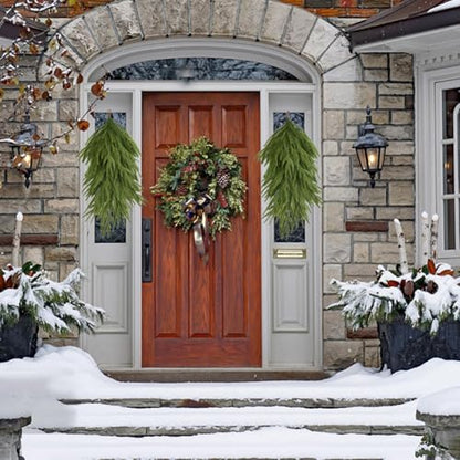 Christmas Teardrop Swag for Front Door - 25 Inch Faux Pine Needle Wreath - Oval/2