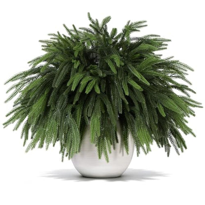 36 Pcs Artificial Norfolk Pine Branches - 17.7 Inch Holiday Greenery Stems