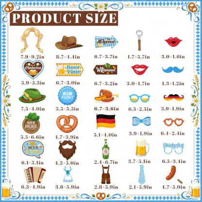 Oktoberfest Photo Booth Props Bavarian Blue Beer Theme Party Decorations - Beer