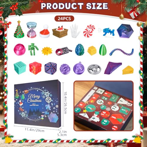24pcs Fidget Toys Advent Calendar - Stress Relief Spiral Cone & Pyramid Set