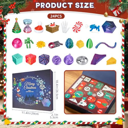 24pcs Fidget Toys Advent Calendar - Stress Relief Spiral Cone & Pyramid Set