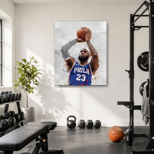 LeBron James Basketball Canvas Wall Art - 8x10 Inch Sports Poster - PHI Variation