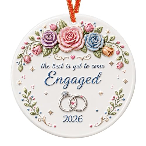 Engagement Gift Ornament for Couples Double Sided Ceramic 2026 Keepsake