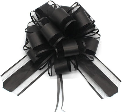 Skiennix 6 PCS Large Pull Bows - Elegant Black Gift Wrapping Bows for Weddings & Parties | 6 Inches