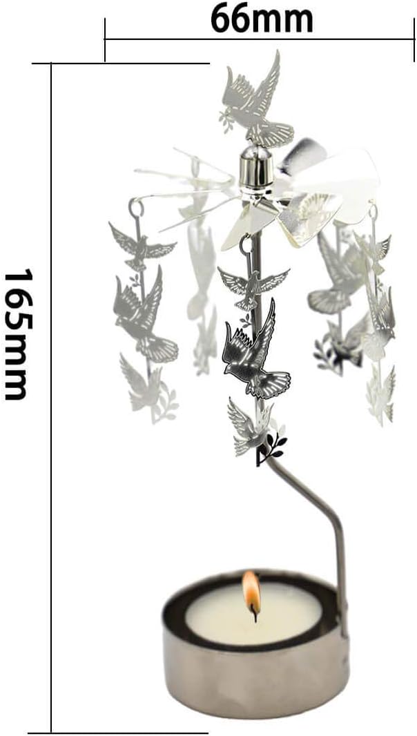 Skiennix Rotary Candle Holder - Spinning Metal Design | Small Dove of Peace Gift