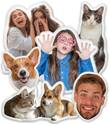 10 Inch Custom Pet Pillow with Photo - Personalized Dog Cat Face Throw Pillow Gift
