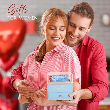 A5 Light Blue Preserved Real Rose Gift for Mom, Wife, Girlfriend - Forever Flowers