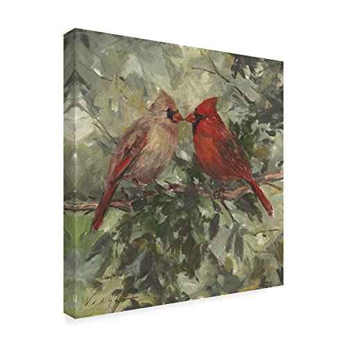 Kissing Cardinals by Mary Miller Veazie, 14x14-Inch