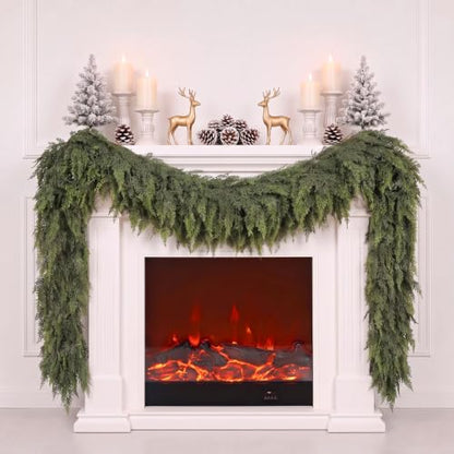 9FT Artificial Cedar Garland for Christmas Decoration - Dense & Lifelike
