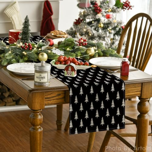 Christmas Table Runner 13 x 120 Inches Holiday Home Party Decor - Black