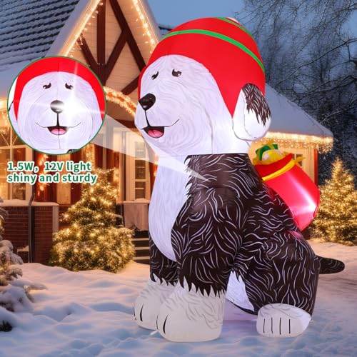 5FT Christmas Inflatables Old English Sheepdog with Gifts Yard Decor