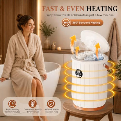 Large 22L Towel Warmer for Bathroom with LED Display & Auto Shut Off