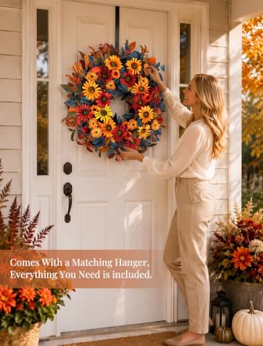 NUPTIO Fall Wreath for Front Door 26 Inch Sunflower Autumn Decor - Variation of THIS listing