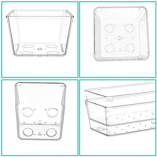 Clear Plastic Drawer Organizers by [Brand Name] - 45 Stackable Storage Bins for Makeup, Kitchen, Office