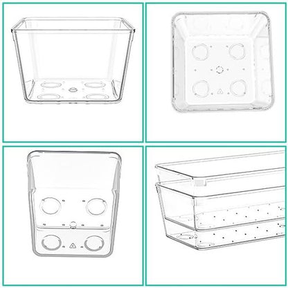 Clear Plastic Drawer Organizers by [Brand Name] - 45 Stackable Storage Bins for Makeup, Kitchen, Office