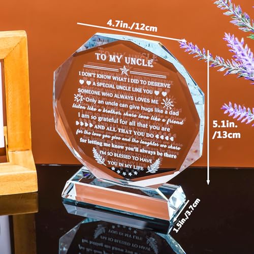 Uncle Gifts from Niece Nephew - Crystal Keepsake for Uncle, Style 2