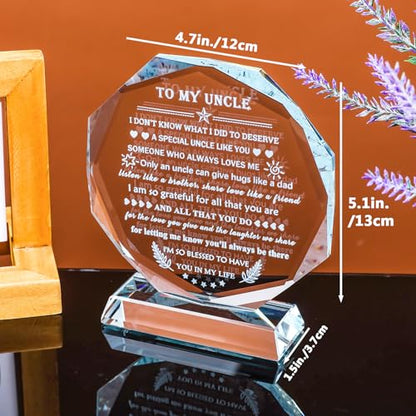 Uncle Gifts from Niece Nephew - Crystal Keepsake for Uncle, Style 2