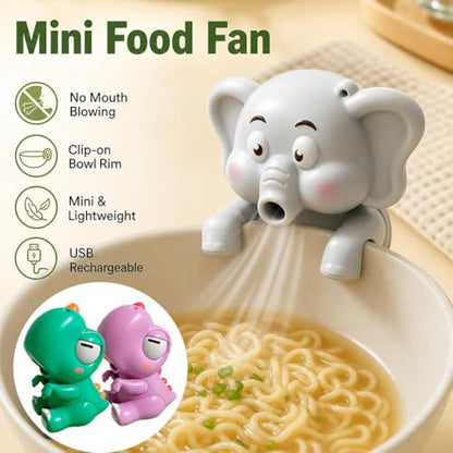 Mini Dinosaur Clip-On Fan for Cups & Bowls - Green, 8.5cm