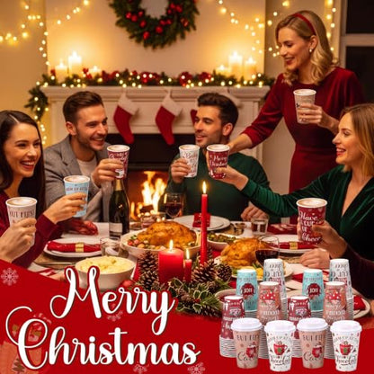 Christmas 16 Oz Hot Cocoa Coffee Cups with Lids - 120 Pieces
