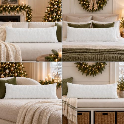 Christmas Tree Lumbar Pillow Cover 14x36 White Decorative Throw Pillow