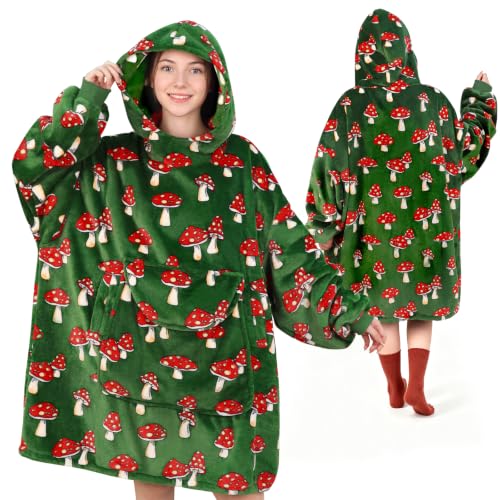Women Wearable Blanket Hoodie Christmas Mushroom Gifts for Women Adults - Mushroom / Adult