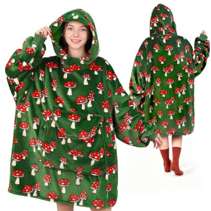 Women Wearable Blanket Hoodie Christmas Mushroom Gifts for Women Adults - Mushroom / Adult