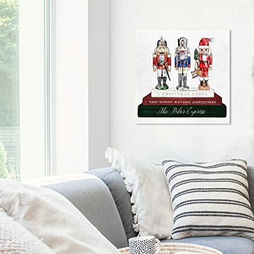 Holiday Nutcracker Wall Art Canvas Print 20x20 Inches - Green & Red