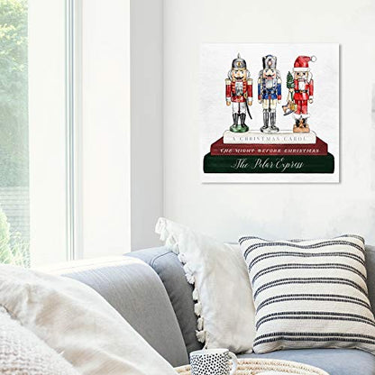 Holiday Nutcracker Wall Art Canvas Print 20x20 Inches - Green & Red