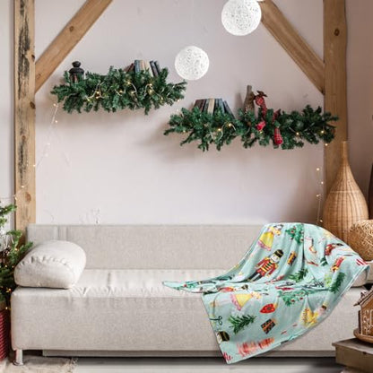 Buryeah Christmas Nutcracker Ballet Flannel Throw Blanket - Green